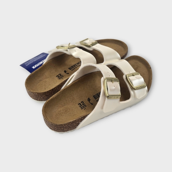 New Birkenstock Arizona Split Birko Flor White Gold Youth Sandals Size US 1 EU32 - Picture 6 of 11